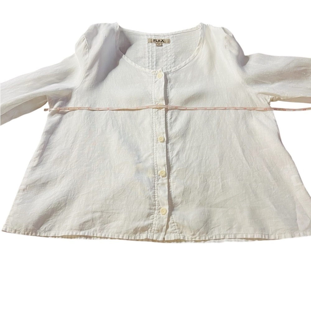 Flax White Linen Button Down Shirt Size Small - Picture 6 of 12